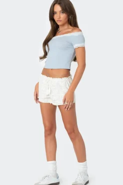 Lace Trim Off Shoulder Top