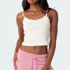 Lace Trim Ribbed Tank Top
