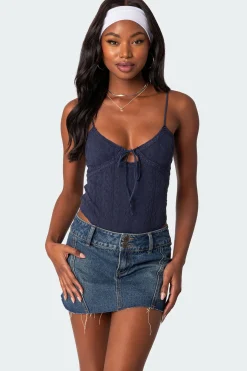 Lacey Knit Cut Out Bodysuit
