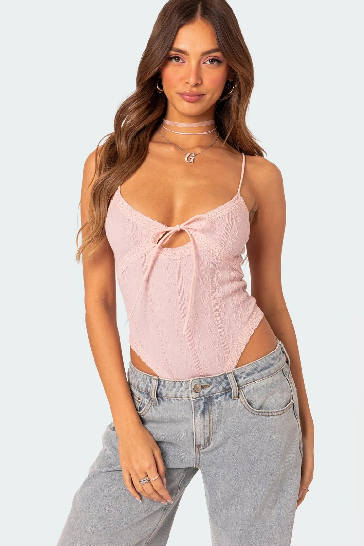 Lacey Knit Cut Out Bodysuit