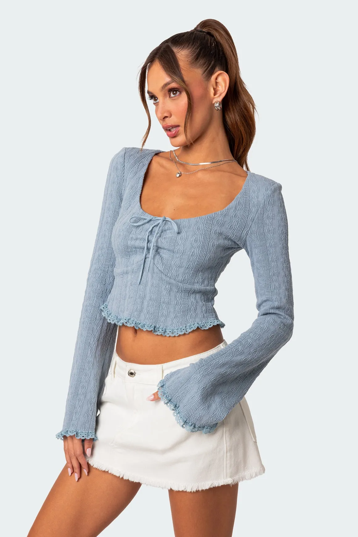 Lacey Long Sleeve Knit Top