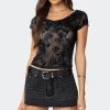 Lacey Mesh Cowl Neck Top
