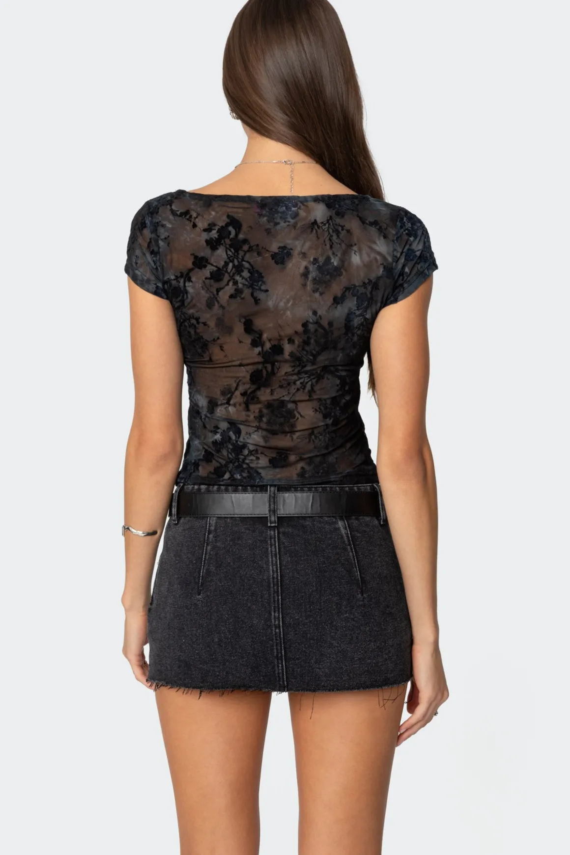Lacey Mesh Cowl Neck Top
