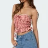 Lanna Gingham Elastic Scrunch Top