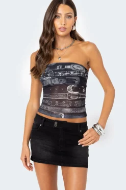 Layered Belt Mesh Tube Top