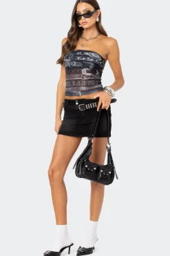 Layered Belt Mesh Tube Top