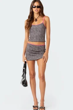 Lele Leopard Print Ribbed Tank Top