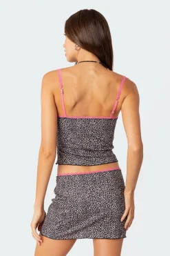 Lele Leopard Print Ribbed Tank Top