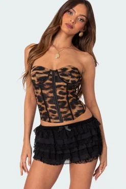 Lennox Leopard Print Mesh Corset