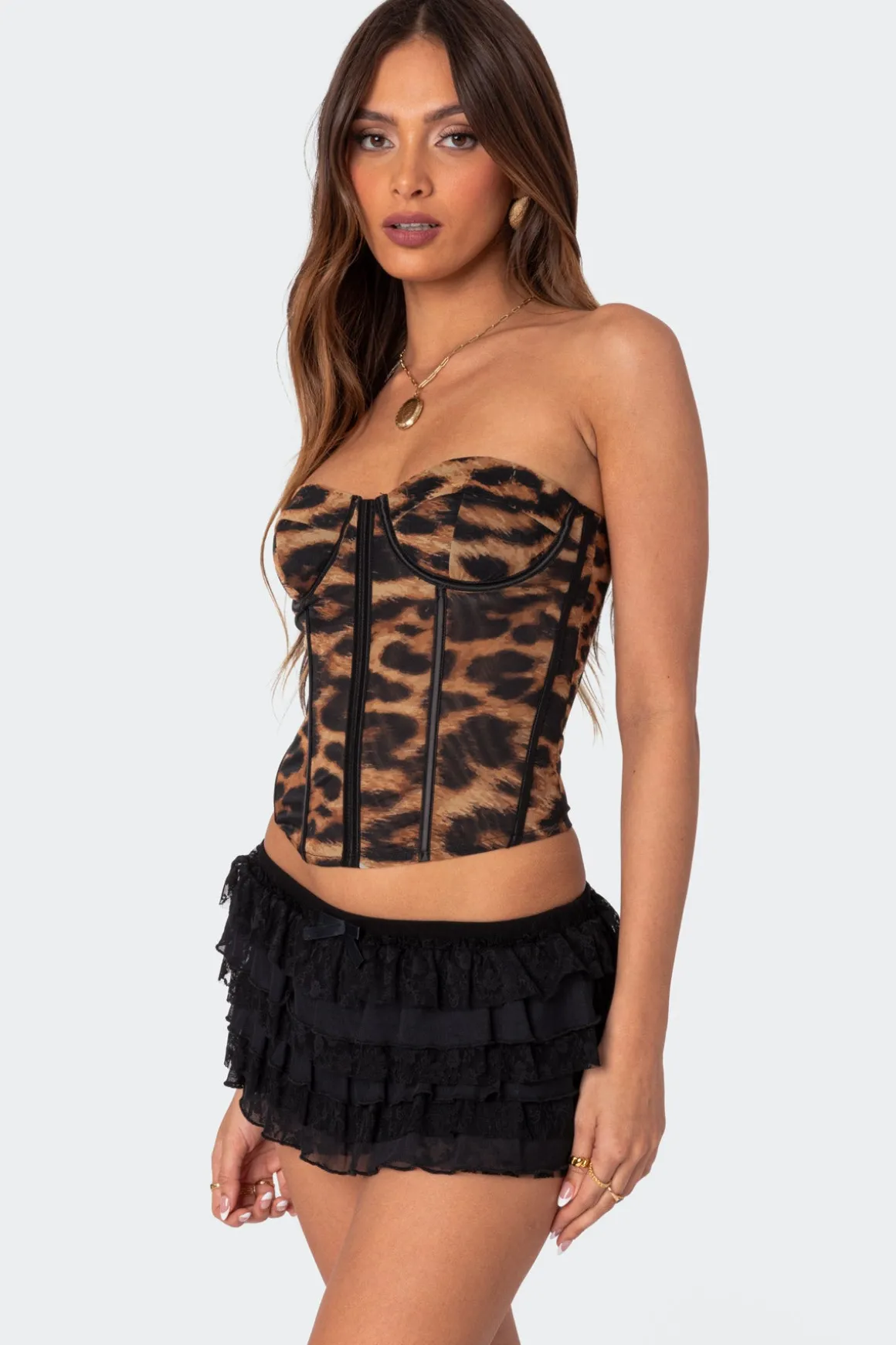 Lennox Leopard Print Mesh Corset