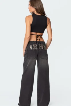 1980 Leopard Patch Low Rise Jeans