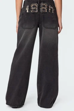 1980 Leopard Patch Low Rise Jeans