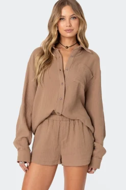 Levy Oversized Gauze Button Up Shirt