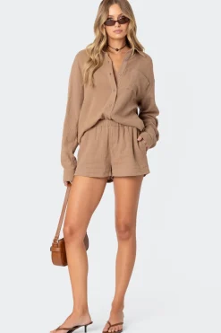 Levy Oversized Gauze Button Up Shirt