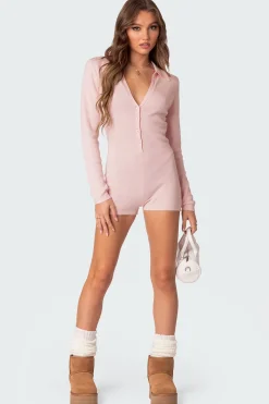 Lillian Button Front Knit Romper