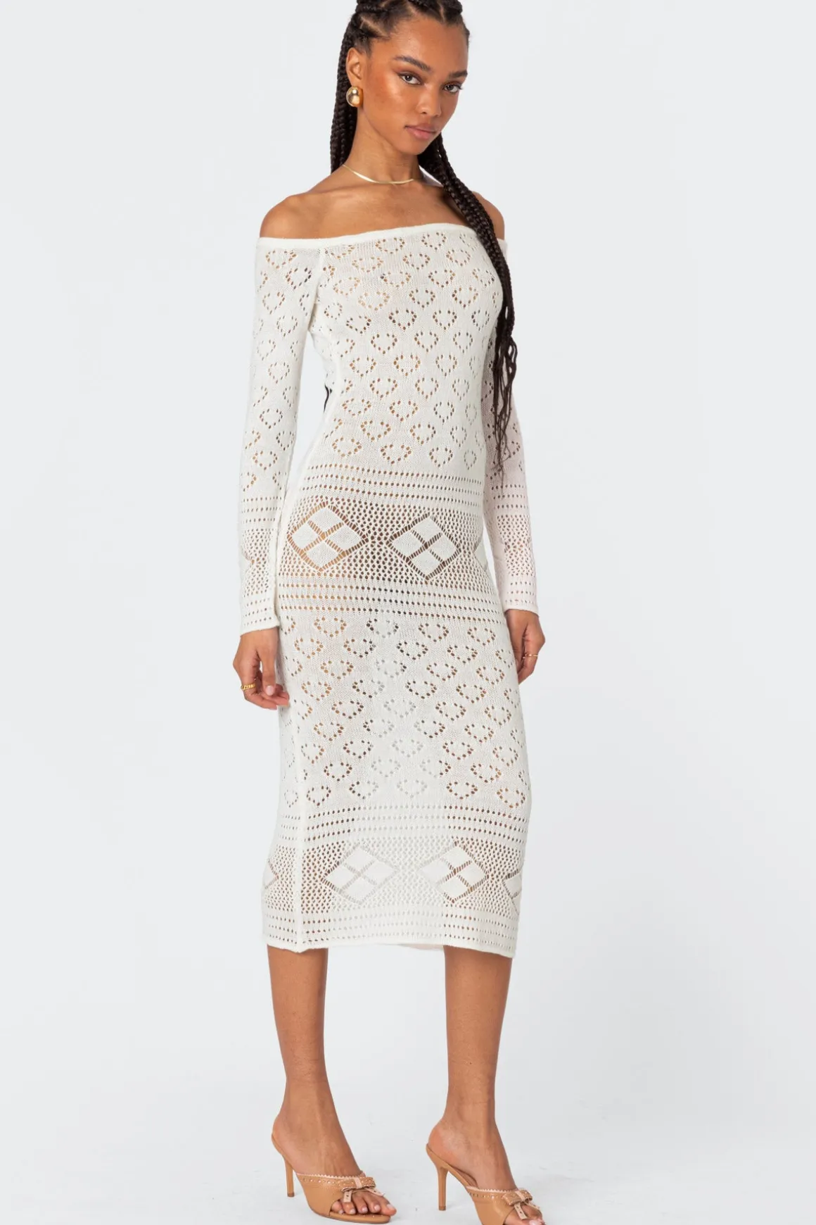 Lily Crochet Off Shoulder Midi Dress