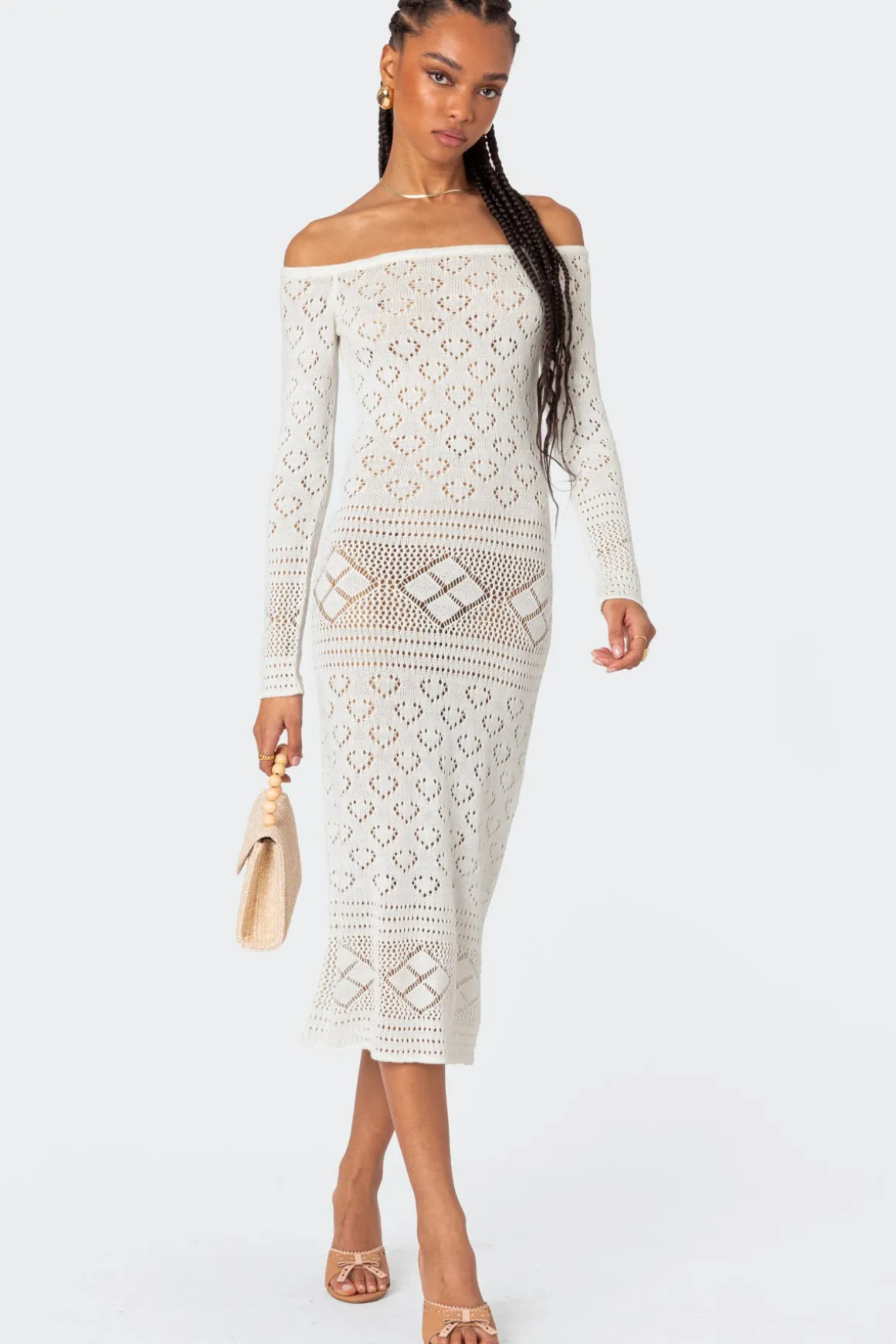 Lily Crochet Off Shoulder Midi Dress