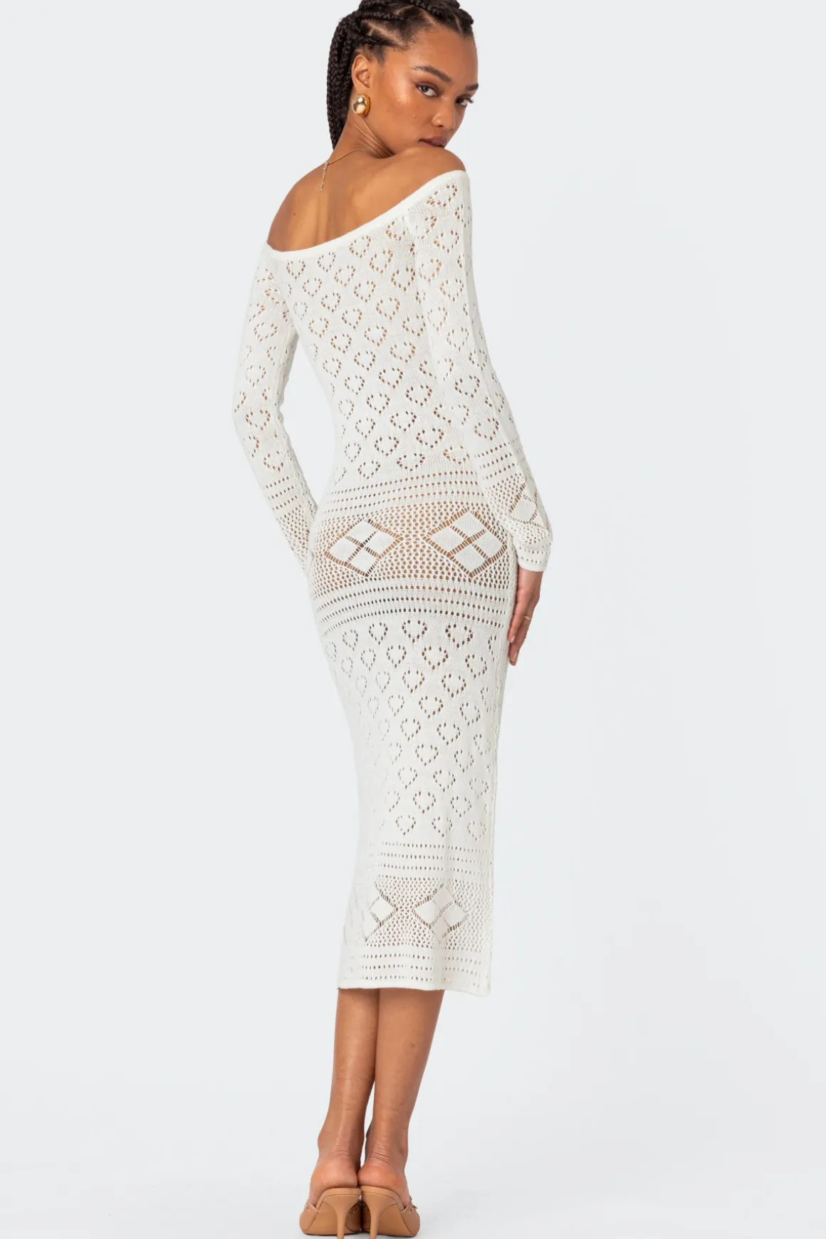 Lily Crochet Off Shoulder Midi Dress
