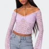 Linda Off Shoulder Sheer Lace Top
