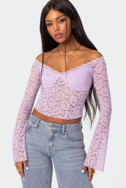 Linda Off Shoulder Sheer Lace Top