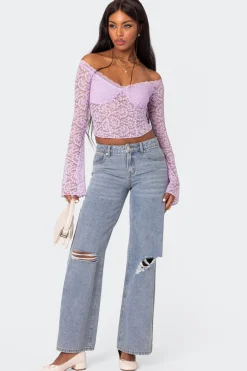 Linda Off Shoulder Sheer Lace Top