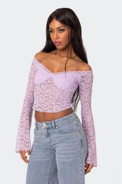 Linda Off Shoulder Sheer Lace Top