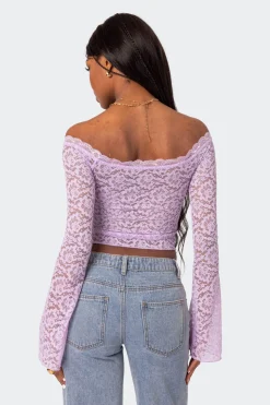 Linda Off Shoulder Sheer Lace Top