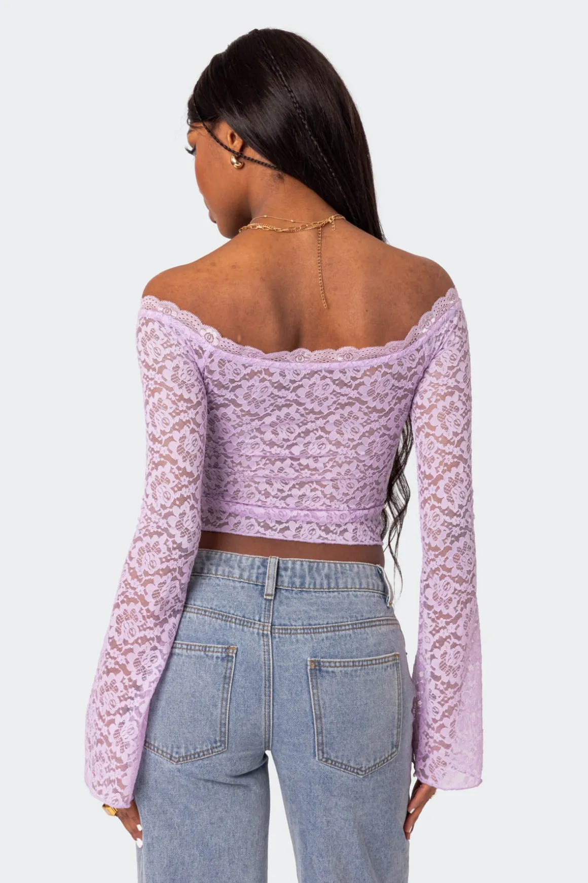 Linda Off Shoulder Sheer Lace Top