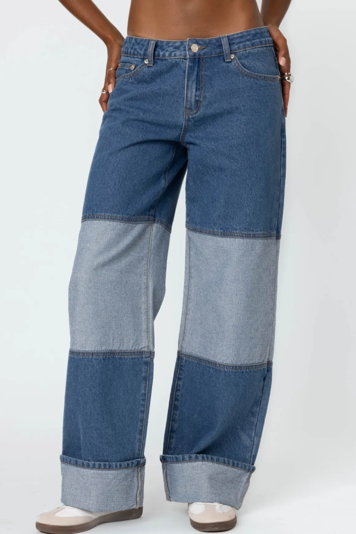 Lindsey Two Tone Cuffed Jeans