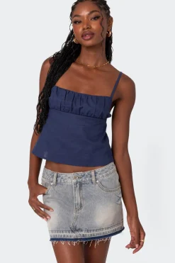 Linen Look Open Back Top