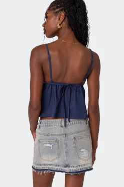 Linen Look Open Back Top