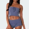 Lizzy Foldover Waffle Tube Top