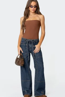 Loren Strapless Ribbed Bodysuit