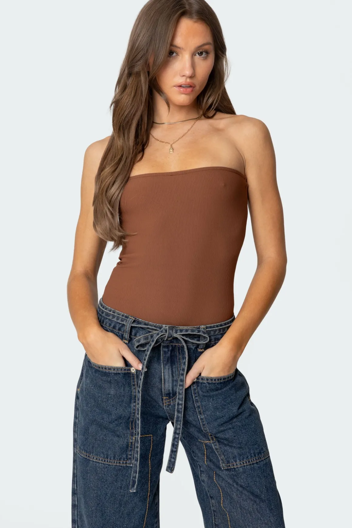 Loren Strapless Ribbed Bodysuit