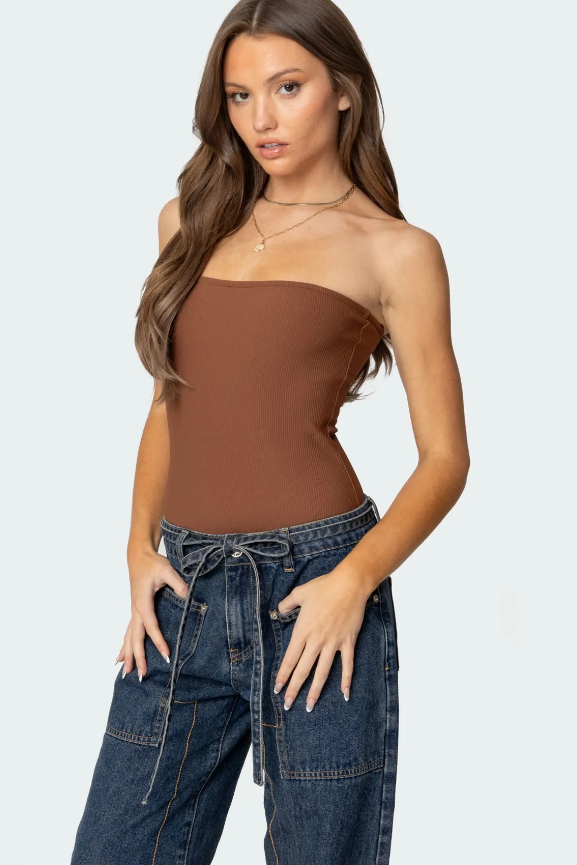 Loren Strapless Ribbed Bodysuit