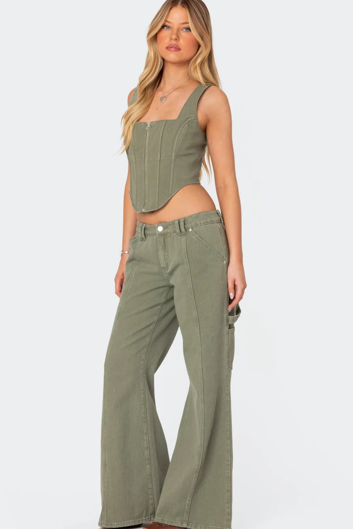 Lottie Washed Denim Zip Corset