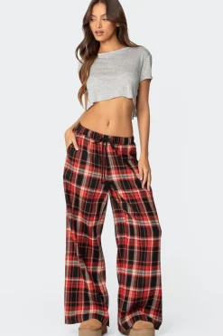 Lounge Around Plaid Wide Leg Pants
