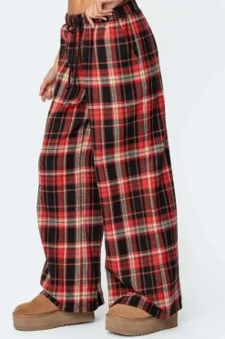 Lounge Around Plaid Wide Leg Pants