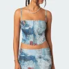 Love Letter Printed Mesh Corset