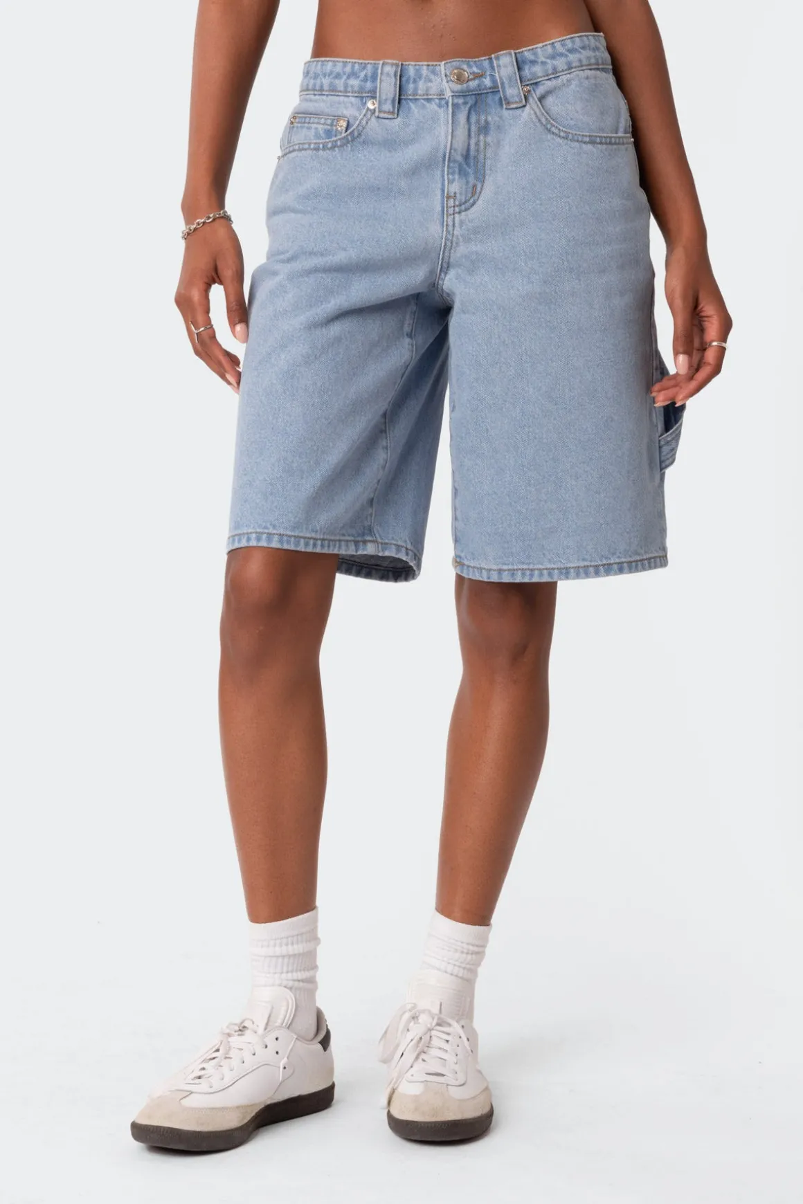 Low Rise Bermuda Denim Carpenter Shorts