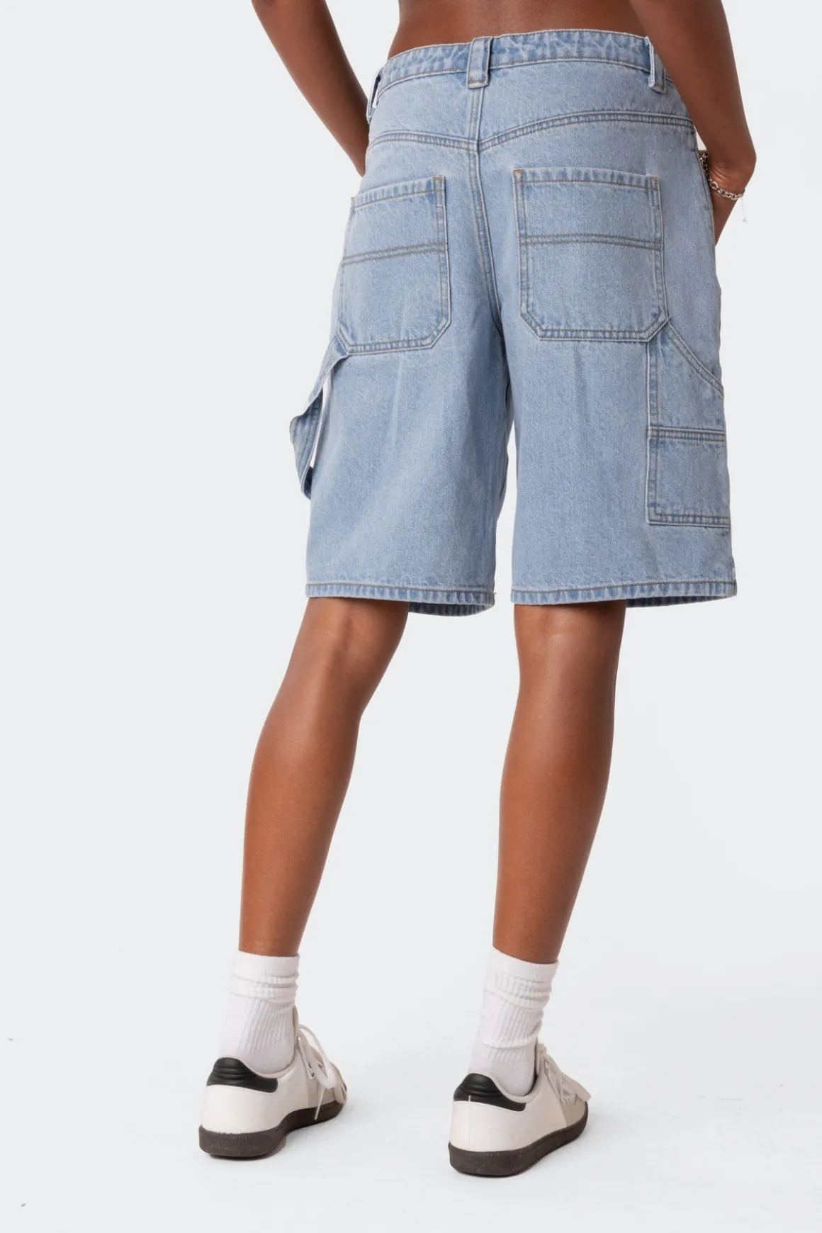 Low Rise Bermuda Denim Carpenter Shorts