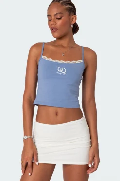 Lucky Girl Lace Trim Tank Top