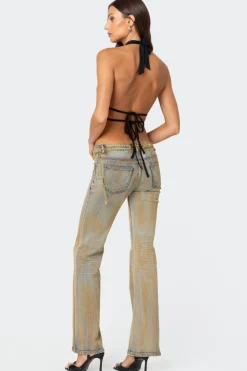 Luma Split Front Backless Halter Top
