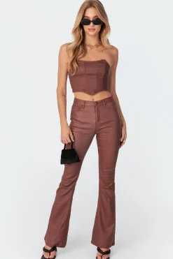 Luna Faux Leather Flare Jeans