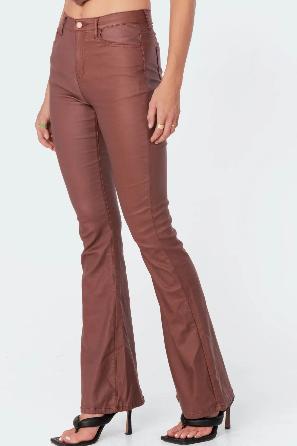Luna Faux Leather Flare Jeans