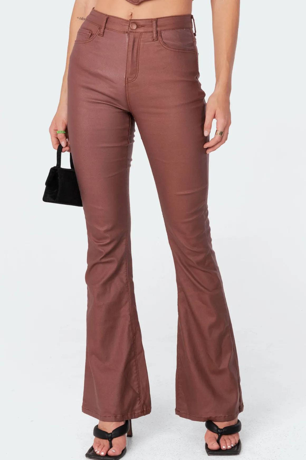 Luna Faux Leather Flare Jeans