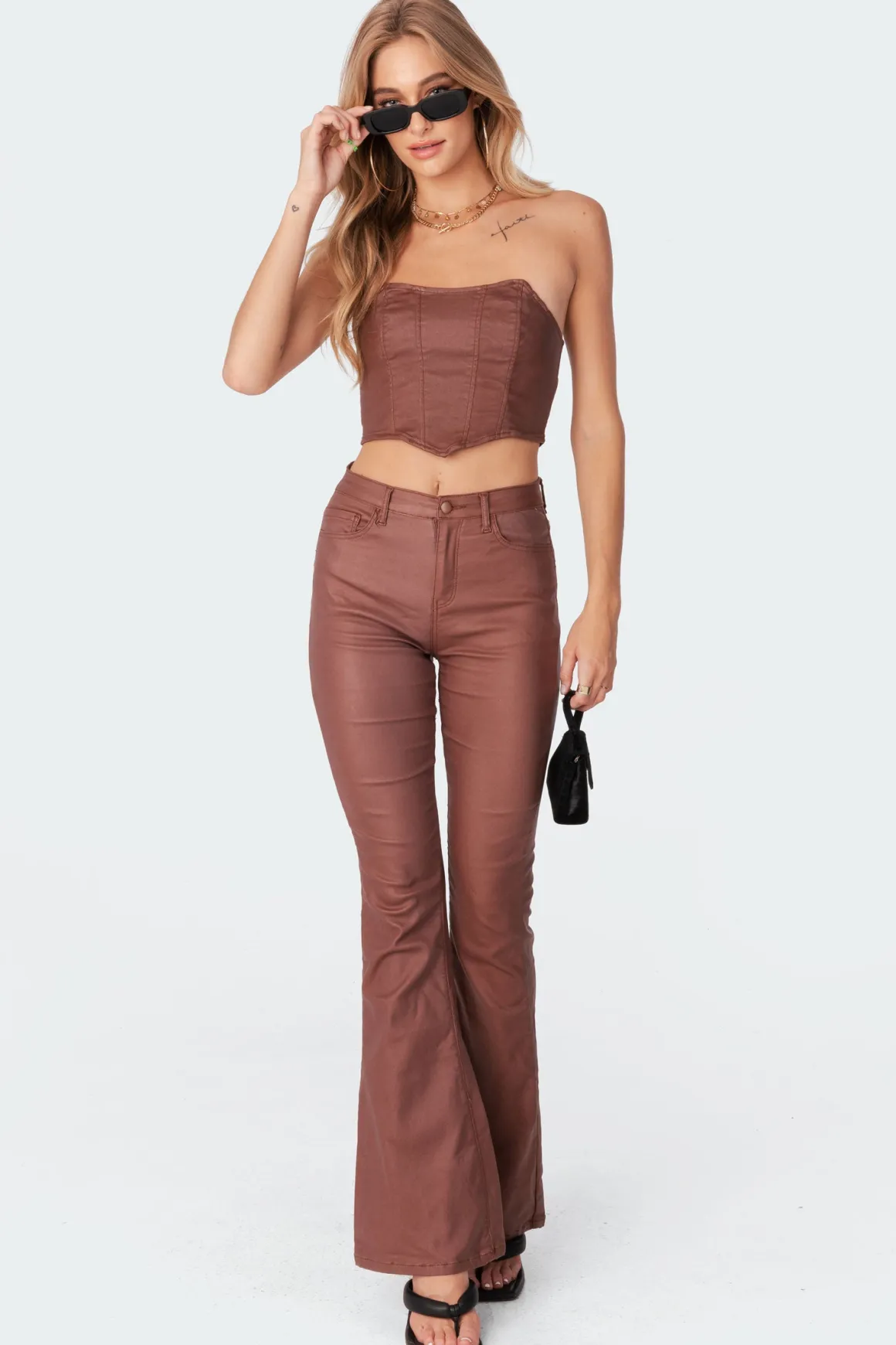 Luna Faux Leather Flare Jeans
