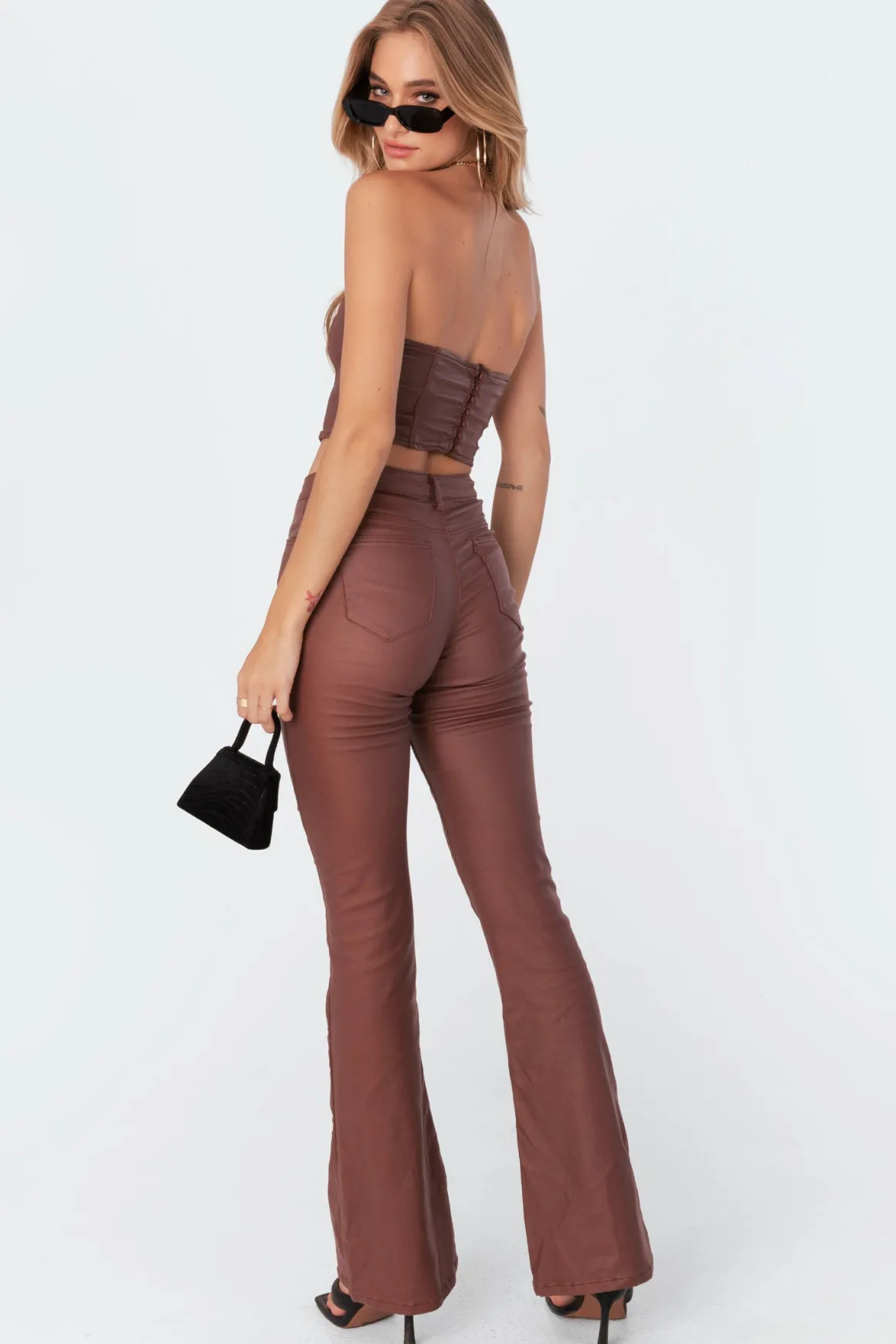Luna Faux Leather Flare Jeans