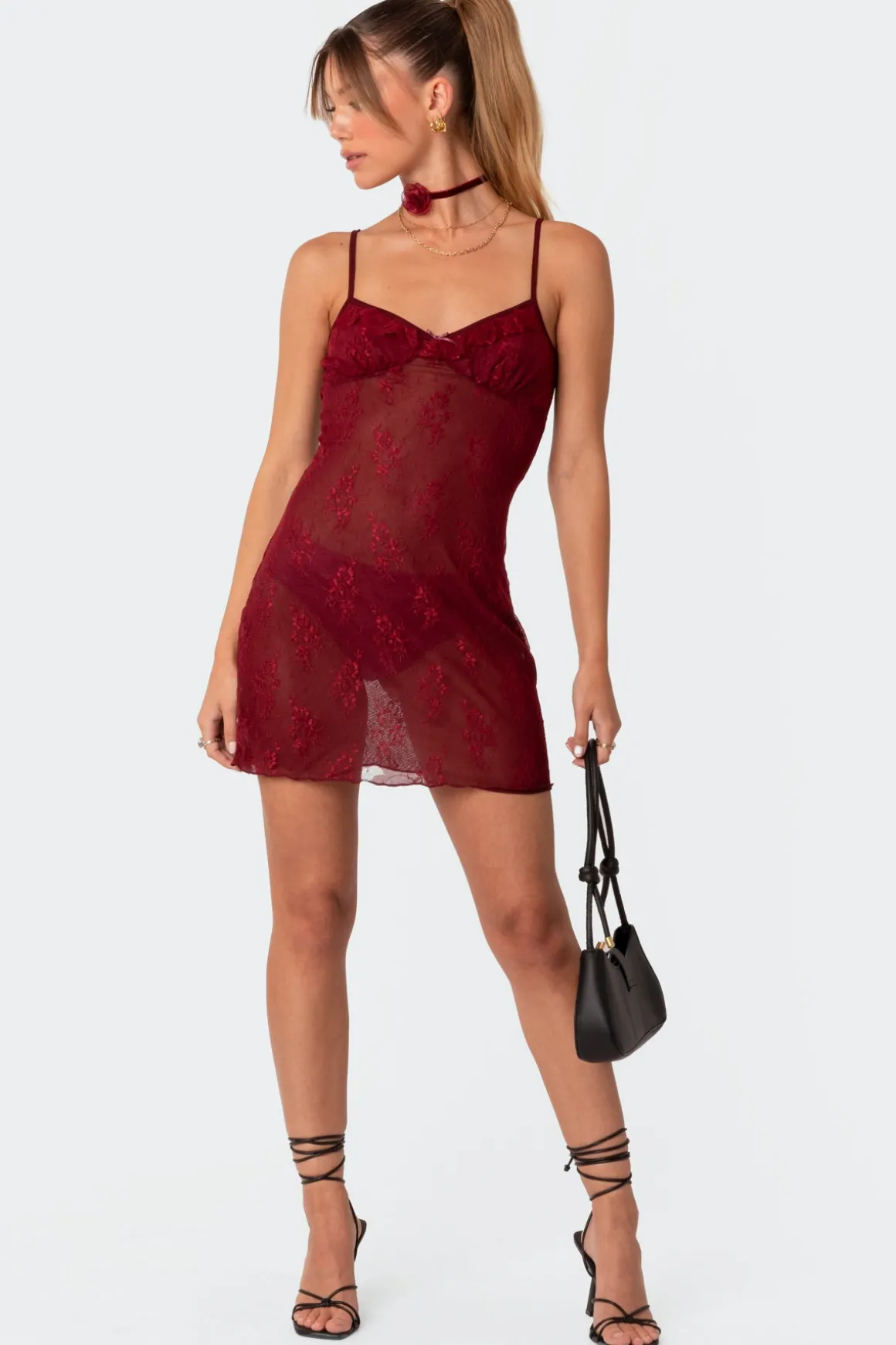 Madame Sheer Lace Mini Dress