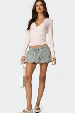 Madeline Lace Trim Ribbed Top